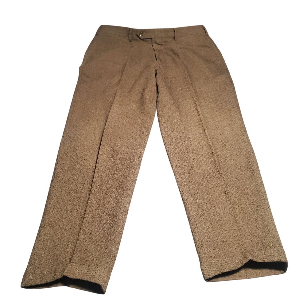 St. Croix Men's Size 36x29 Wool Blend Pants Brown/Gray Flat Front Made In Italy
